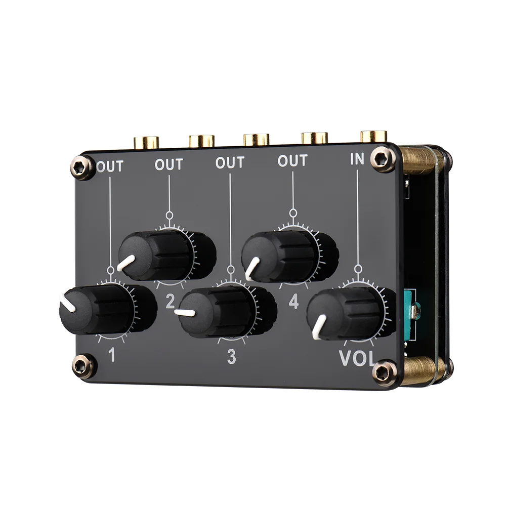 1-in-4-out Passive Mixer Module Mini Stereo 4Channel Passive Mixer Audio Mixer 1 Audio Input to 4 Output Ultra Compact Low Noise