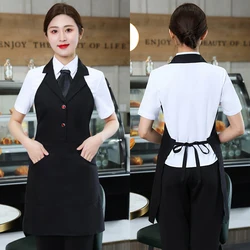 Waitress Hotel Restaurant Woman Apron Dress With Pocket Professional Man Chef Kitchen Bib Household Hairdress Salon Pinafore
