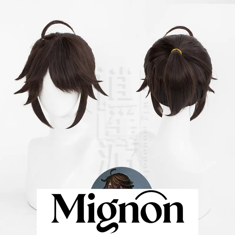 Identity V Prisoner Luca Cosplay Wig Fluffy Top Tied Hair Halloween Gift