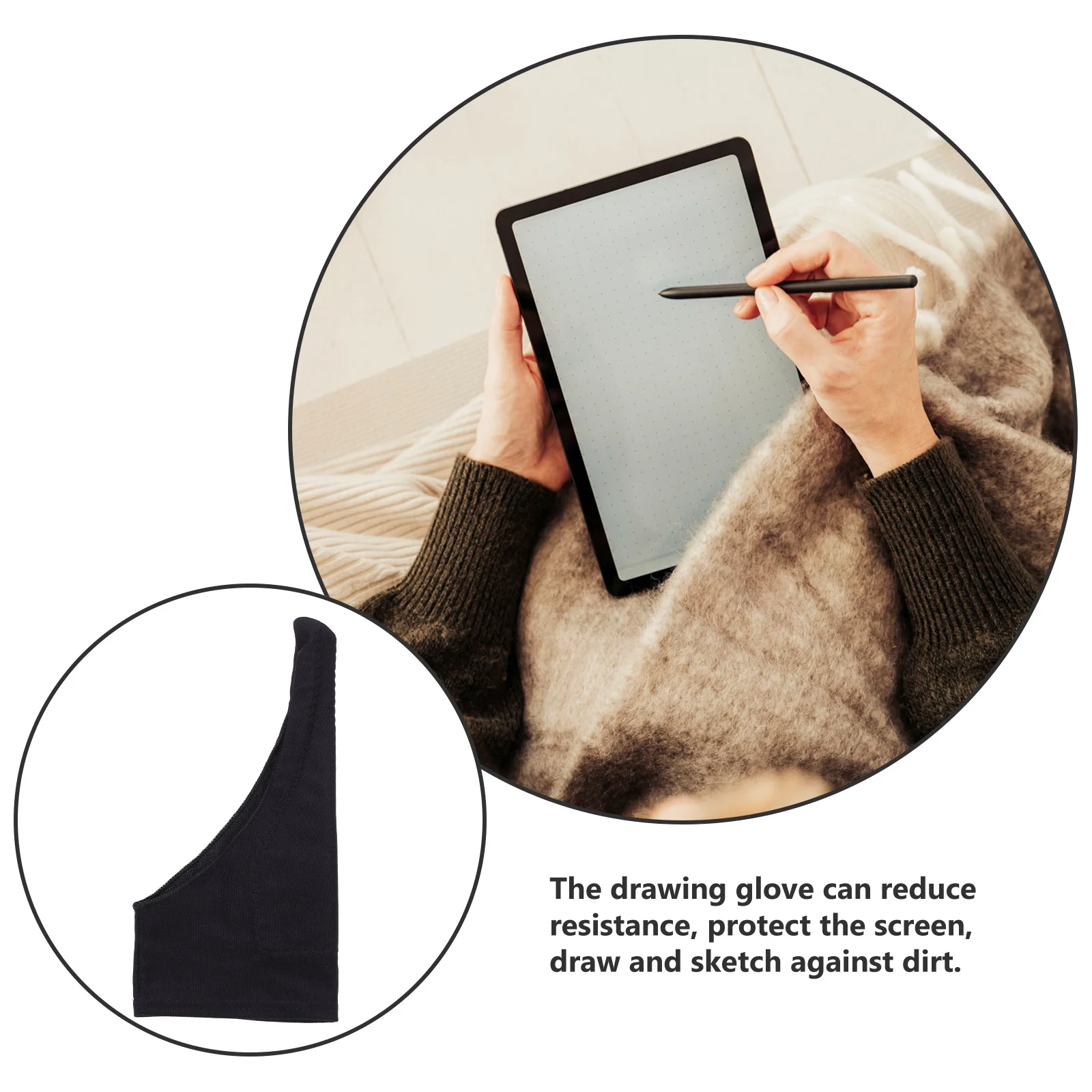 

4Pcs Drawing Glove Anti-Mistouch Function Sweat Absorption Protect Screen Reduce Drag for Graphic Tablets Drawing Glove