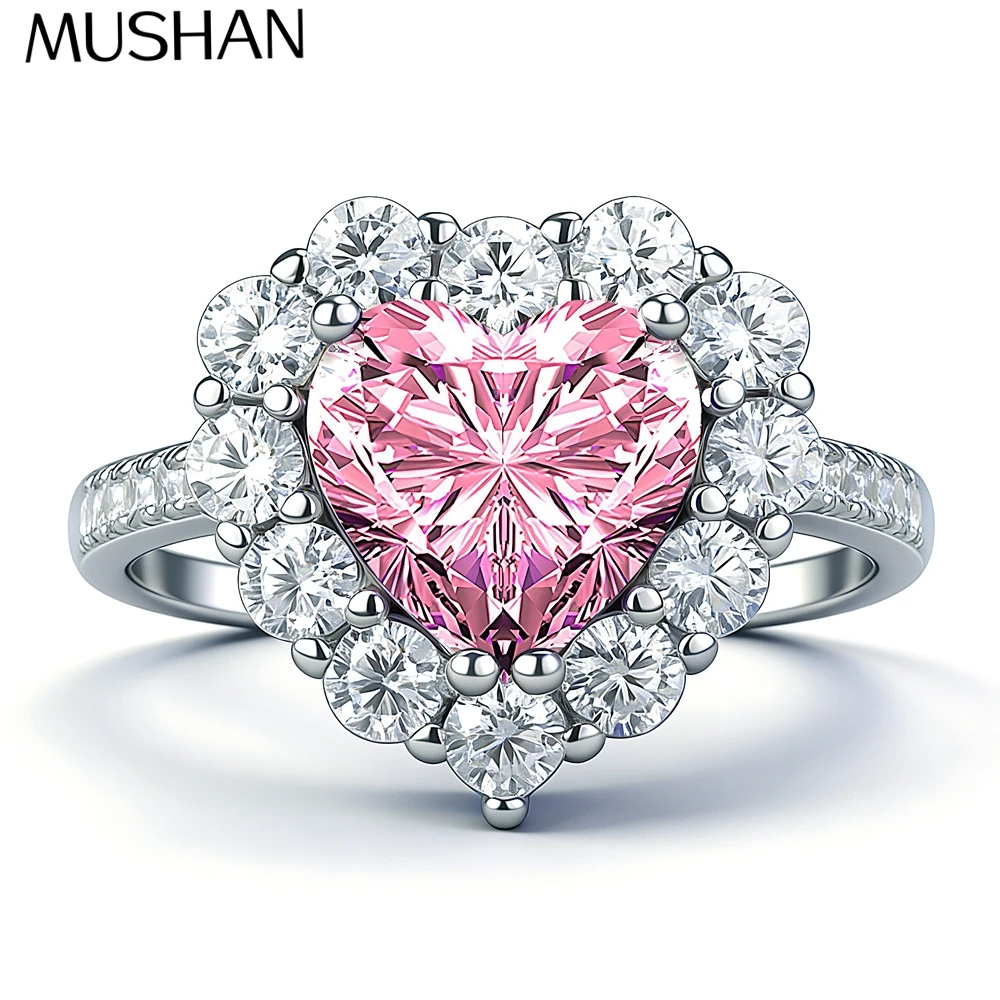 

MuShan Jewelry 925 Sterling Silver Ring Wedding Band High Carbon Diamond Party Cocktail Romantic Style Women Rings Fine Jewelry