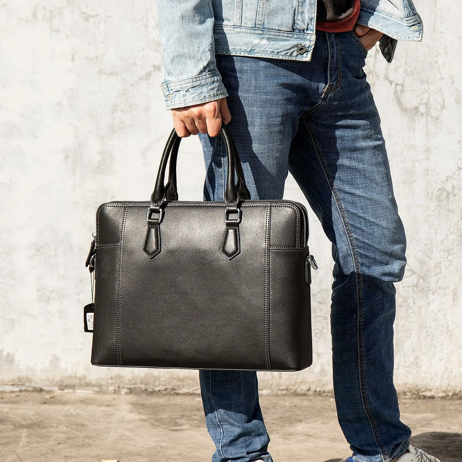 Valigetta da uomo in vera pelle al 100% Borsa da lavoro Borsa da uomo per laptop Borse a tracolla Tote Valigetta da uomo in pelle naturale
