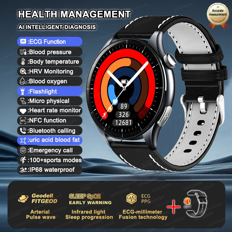 Voor XIAOMI 2025 Nieuwe ECG + PPG Smartwatch Nauwkeurige Urinezuur Bloedlipiden Druk Lichaamsanalyse Smart Horloge Mannen BT Call NFC Horloges