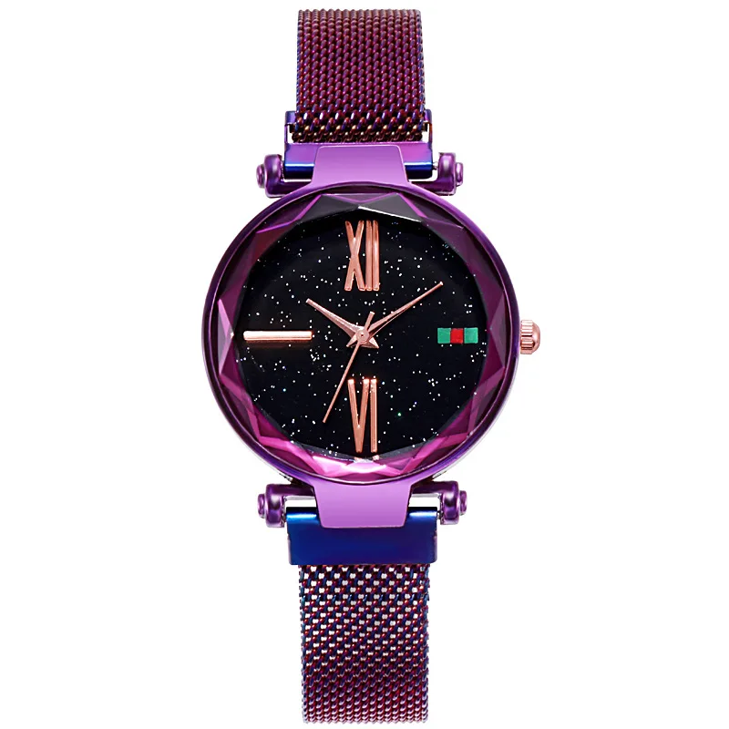 Fashion Women's Quartz Watch with Starry Sky Dial and Magnetic Strap for Daily Wear Elegant Ladies Wristwatch Perfect for Casual