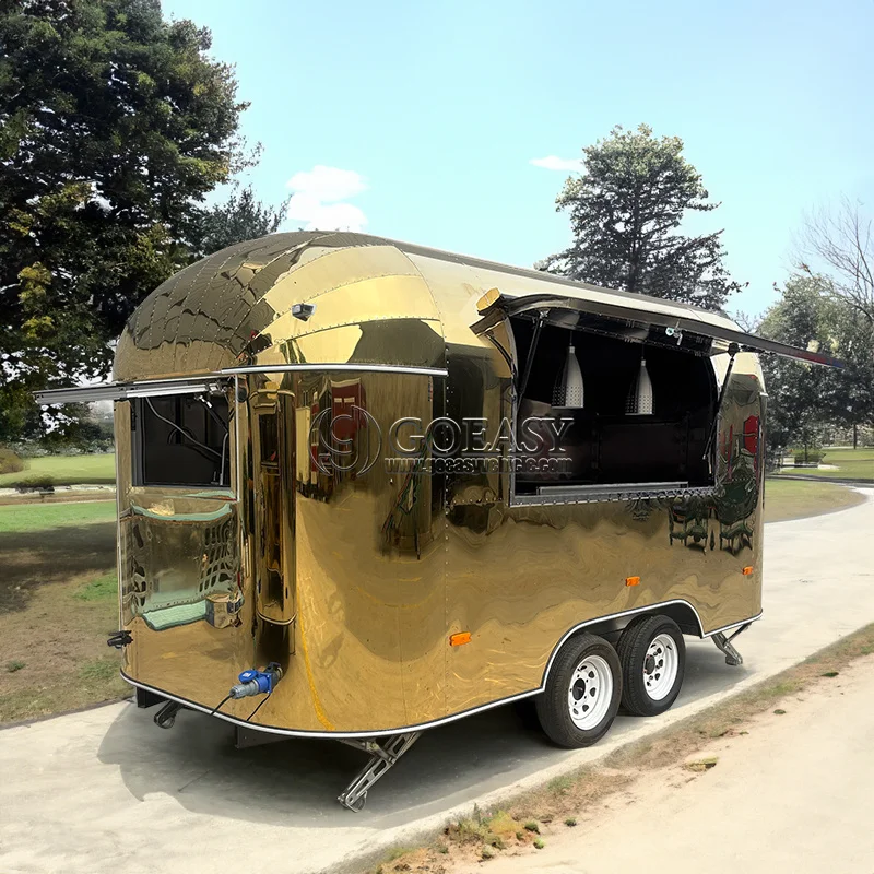 Custom Stainless Steel Food Trailer Mobile Kitchen Concession Trailer with Serving Window for Street Food Catering