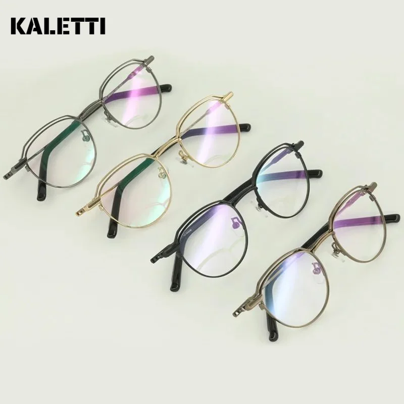 Pure titanium glasses frame women's large face myopia glasses ultra-light retro round frame pure titanium glasses frame