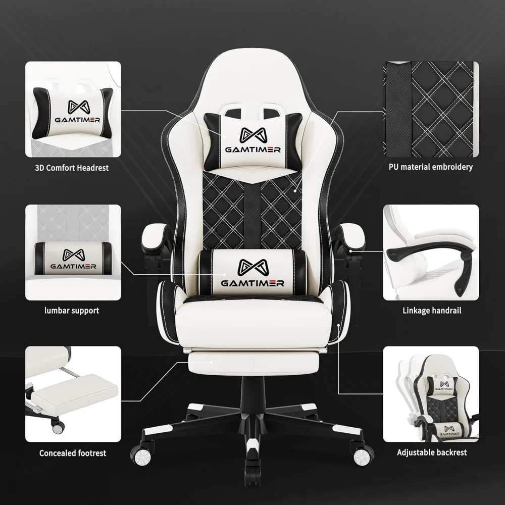 Gaming Chair, Computer Office Chair with Footrest, 155° Reclining Chair, Ergonomic High Back Computer Chair with Headrest