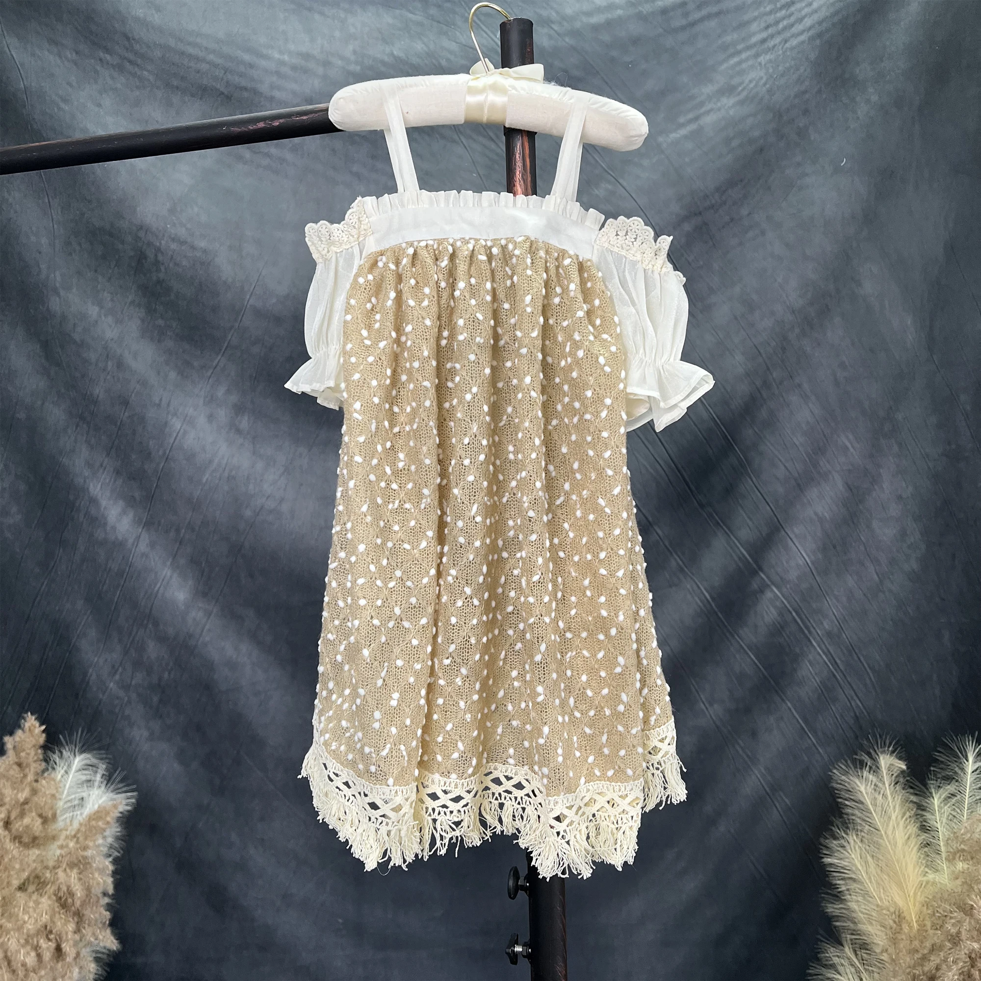 Don & Judy Boho Off Shoulder Prinses Jurken Bloemenmeisjes Trouwjurk Verjaardagskleding Voor Zomerstrand Baby Kinderkleding