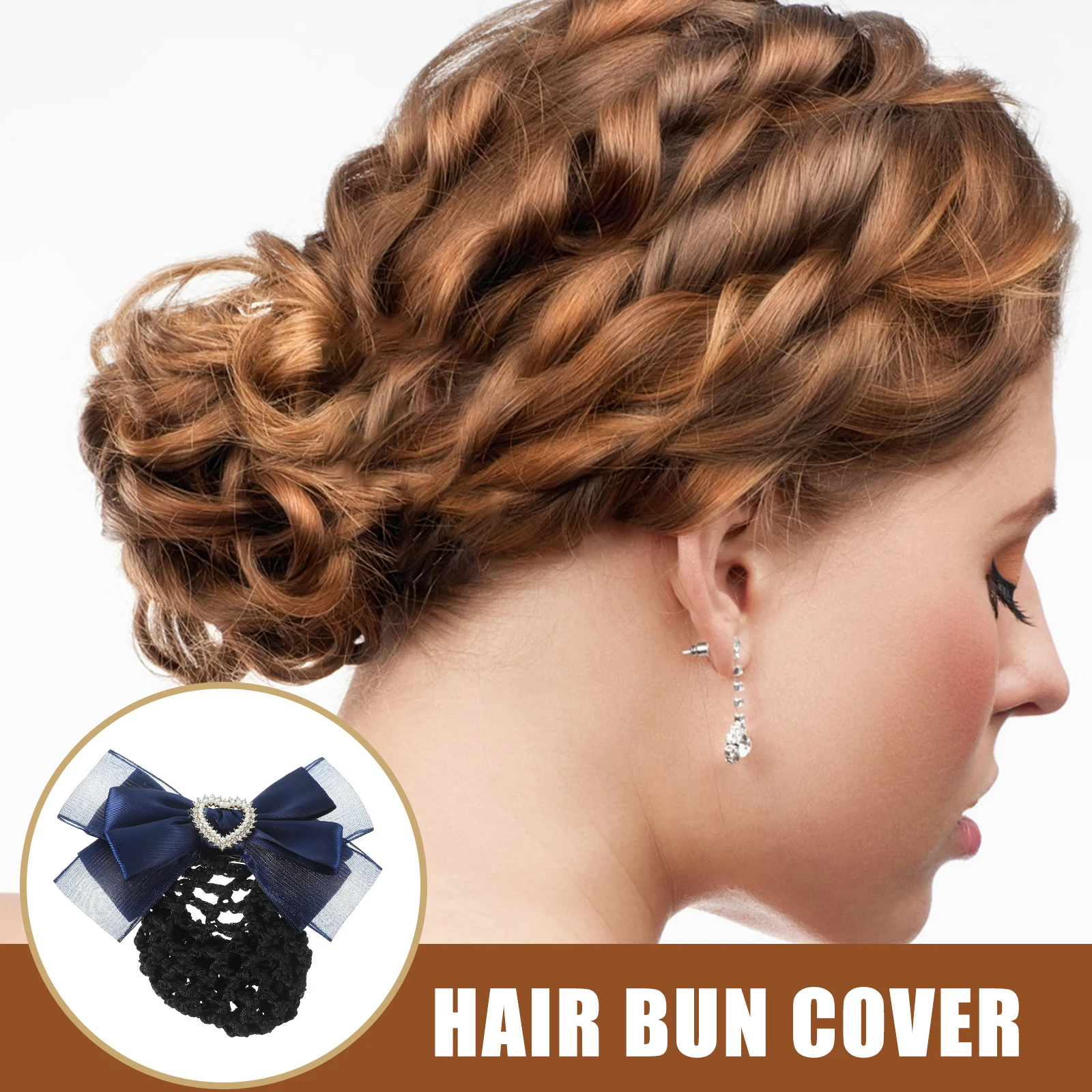 

Professional Hair Clip Bun Cover with Net Hairnet Bow Barrette Women Accessories
