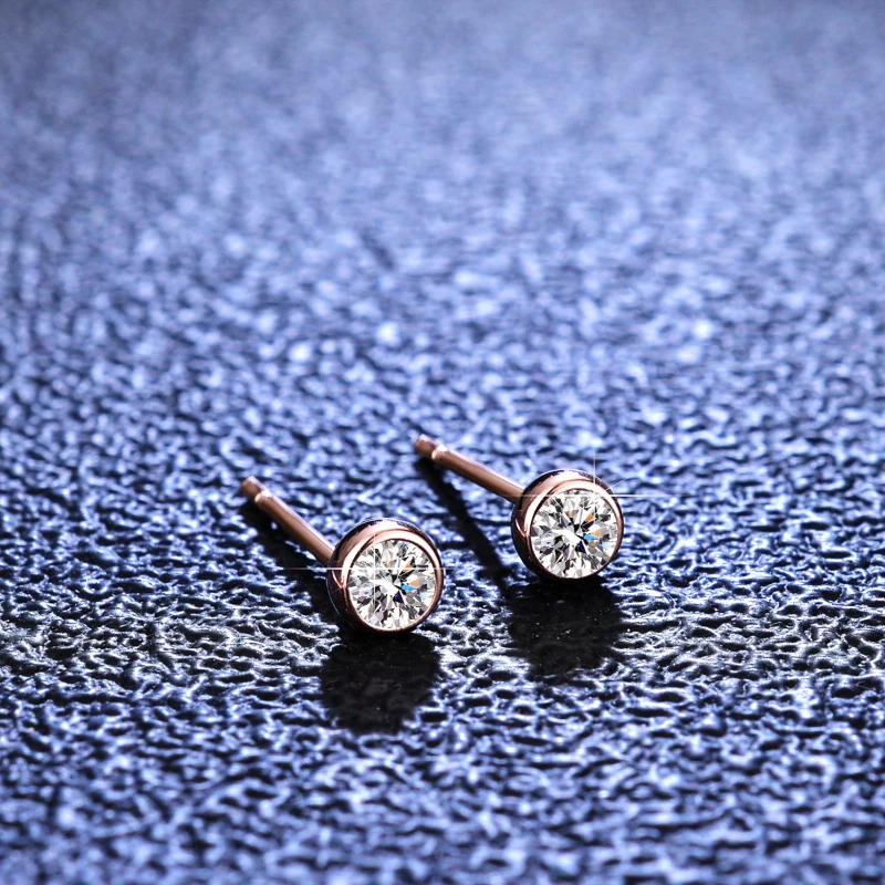 Rose Gold 3mm Moissanite Silber 925 Stud Ohrringe Trendy Engagement Hochzeit Frauen Ohrring Geschenk