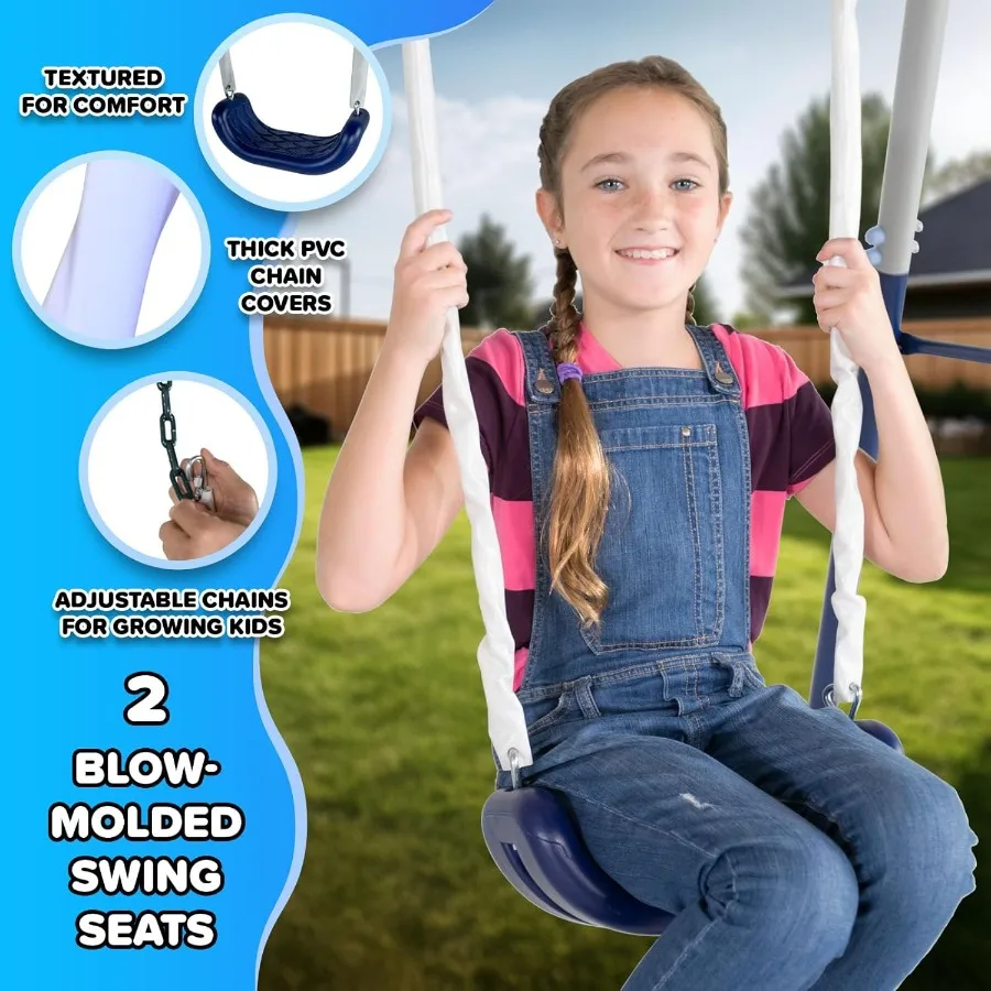 Arcadia Swing Set Outdoor HeavyDuty Metal Playset for with Slide