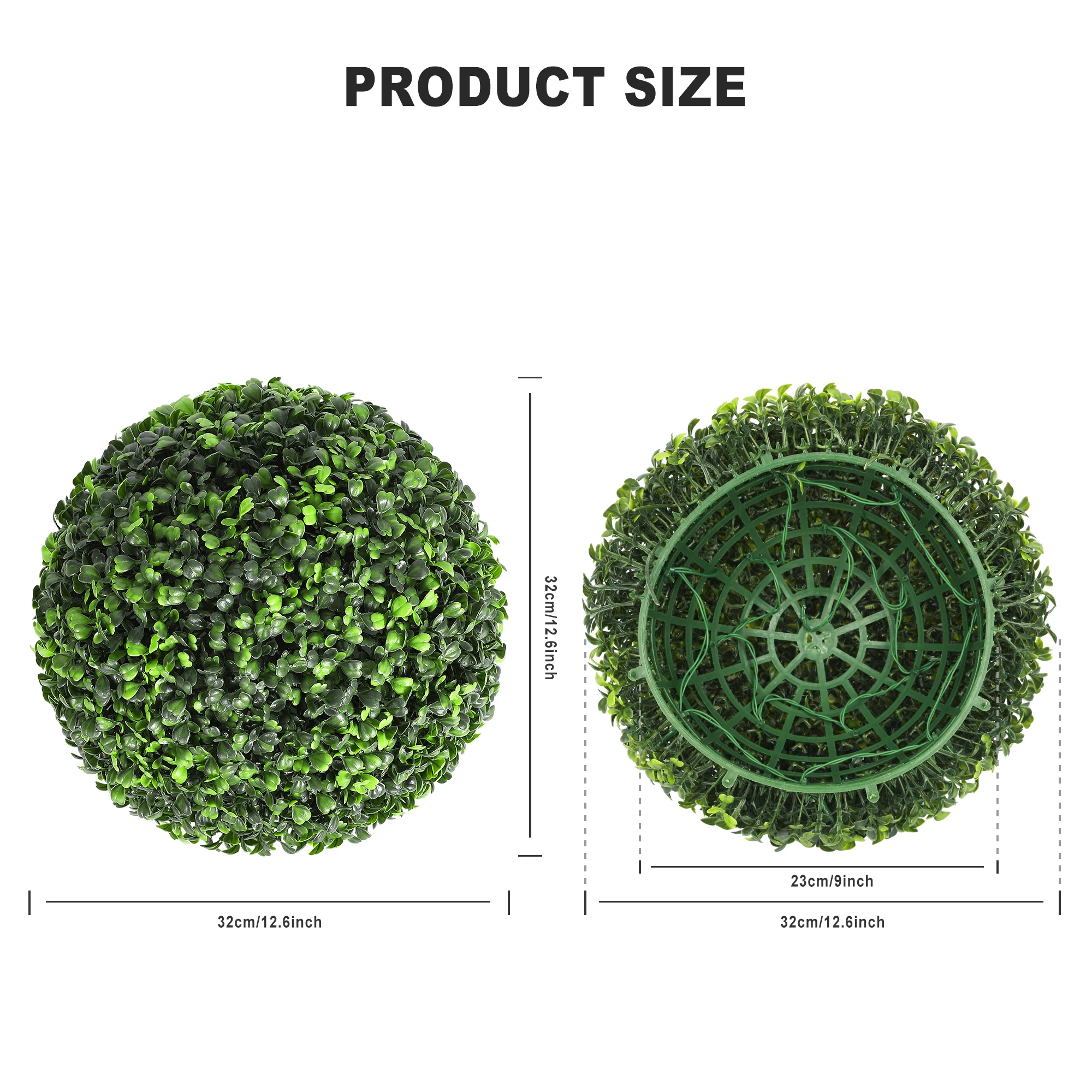 2 PCS  Artificial Plant Topiary Ball , Topiary Balls Artificial Outdoor Set of 2 for Backyard, Balcony, Garden, (Ball with Chain