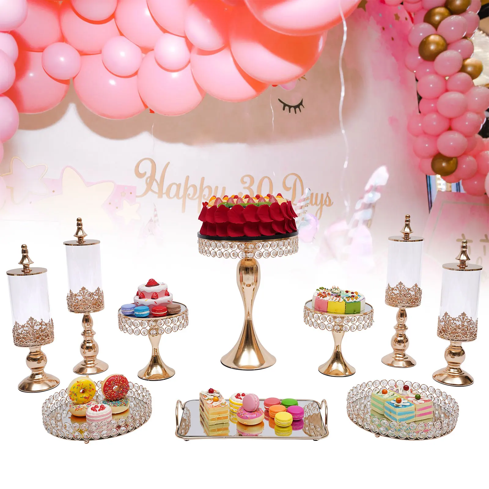 10 Pcs Cake Stands Set Metal Cupcake Dessert Table Stands Luxury Cake Display Stand for Birthday, Wedding Party Gold