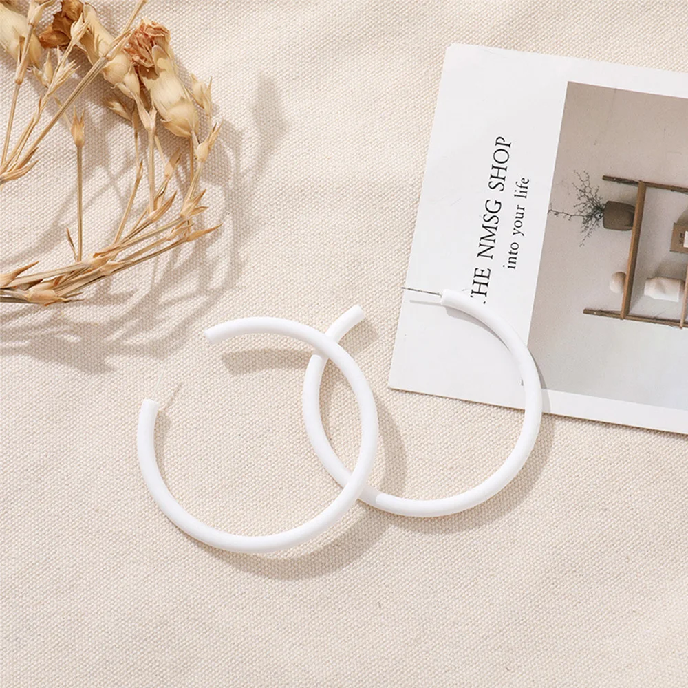 

Women Handmade Personality Geometric Candy Color Simple C-shaped Hoop Earrings Round Earrings Women Jewelry