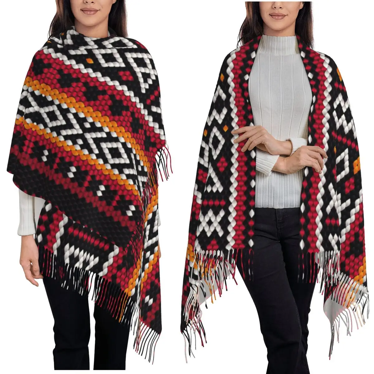 

Large Kabyle Bohemia Amazigh Berber Scarf Tassel Scarves Women Soft Warm Shawls and Wraps Long Fall Winter Shawl Wrap