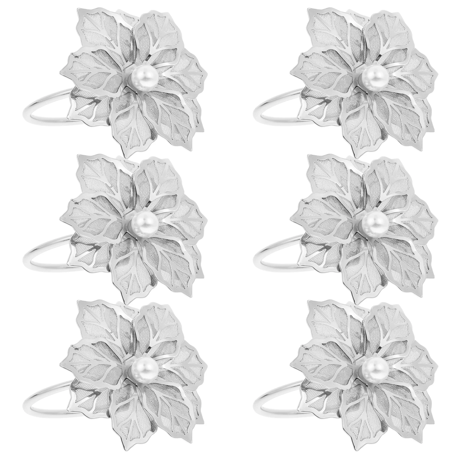 

Metal Pearl Rings Elegant Rose Decorative Tableware Party Decorative Napkin Rings Wedding Home Dining Accessories
