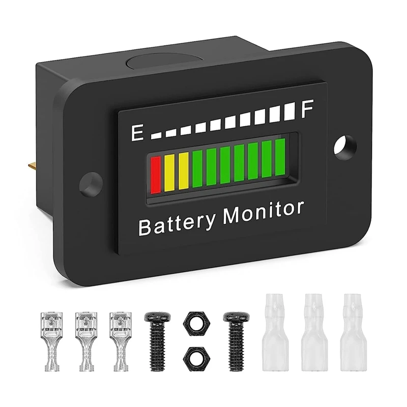 12V 24V 36V 48V 60V 72V LED Battery Monitor Gauge Battery Fuel Gauge Indicator Lithium Ion Battery Tester Easy To Use