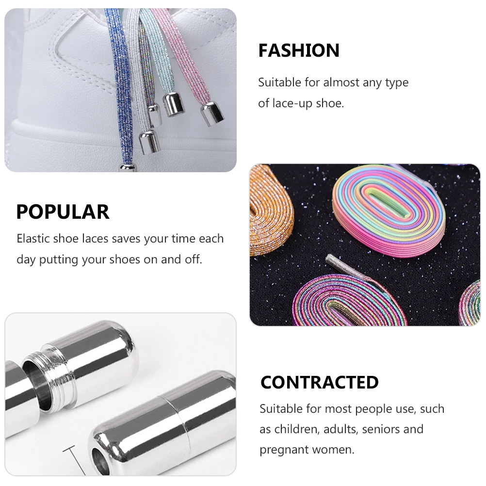 

7pcs 100Cm Tieless Shoelaces Elastic Shoe Laces Metal Buckle Durable Fit For Adults Kids Pregnant Women Lace-Up Sneakers Sport