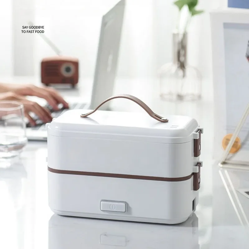 Home Office Electric Lunch Box School Work Portable Food Heating Warmer Container Stainless Steel Set EU US Plug