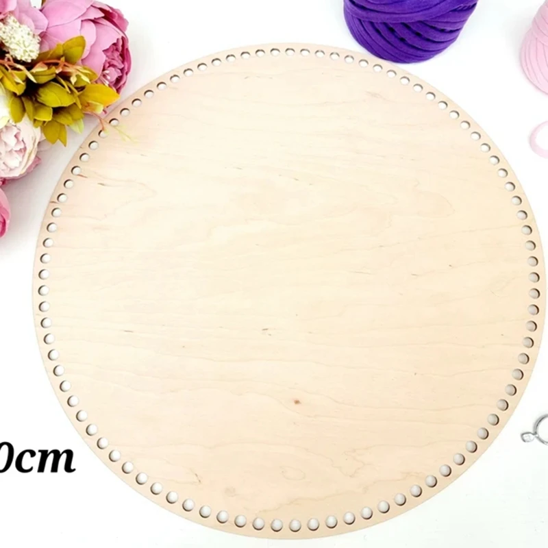 

4 pieces Circular wooden base for crochet basket 40cm/15.75" diameter Round wooden bottom for large crochet or macrame basket