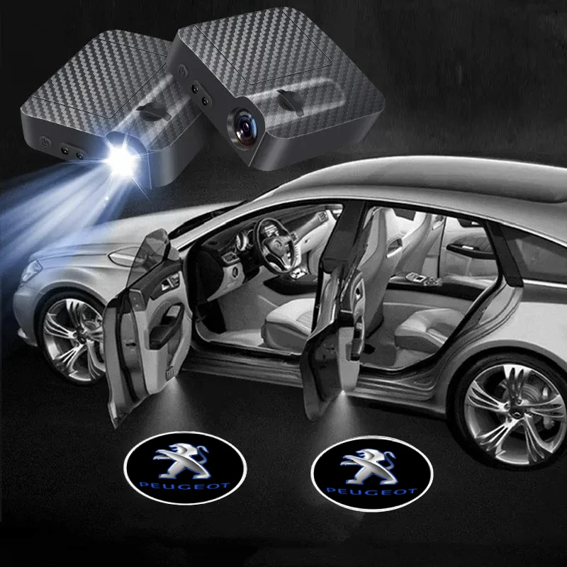 

LED Car Door Light Welcome Logo Lights Ghost Shadow Lamp For Peugeot 108 406 407 408 206 207 208 306 307 308 508 Car Accessories