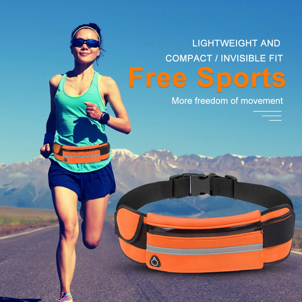 Mini Jogging Waist Bags Lightweight Running Belt Waist Pack Portable Elastic Breathable with Reflective Stripe for Outdoor Sport