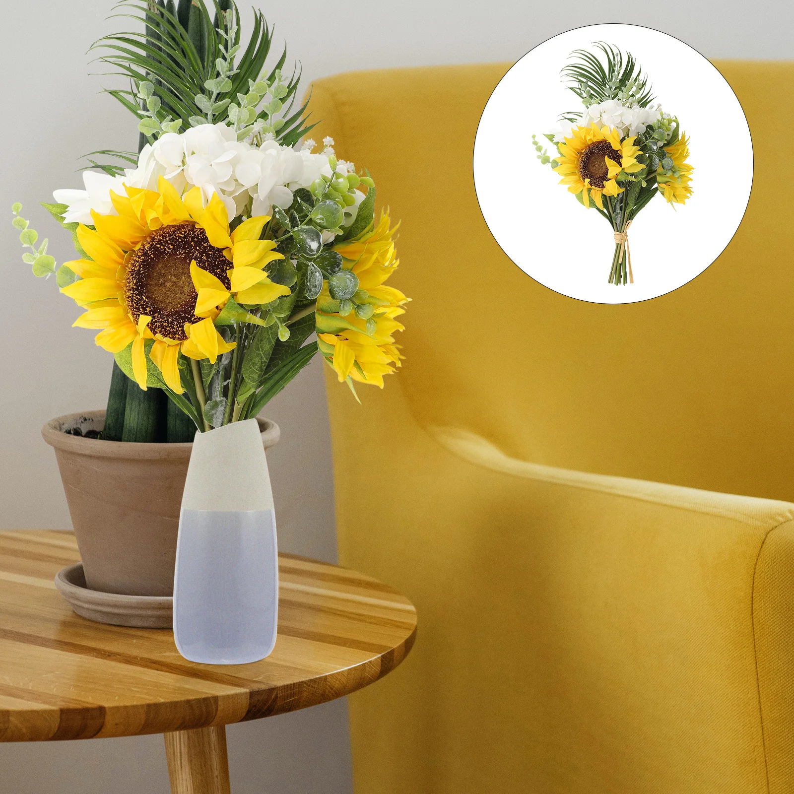 زهور عباد الشمس الاصطناعية تشكيلة زهور صناعية واقعية لباقة الزفاف العروس تحمل الزهور شريط المنزل المزخرف