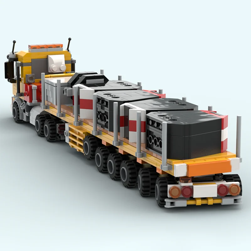 Camión de construcción MOC y balastro, remolque de plataforma plana, juguete para regalo de Navidad, vástago educativo de aprendizaje de vapor, 727 Uds.