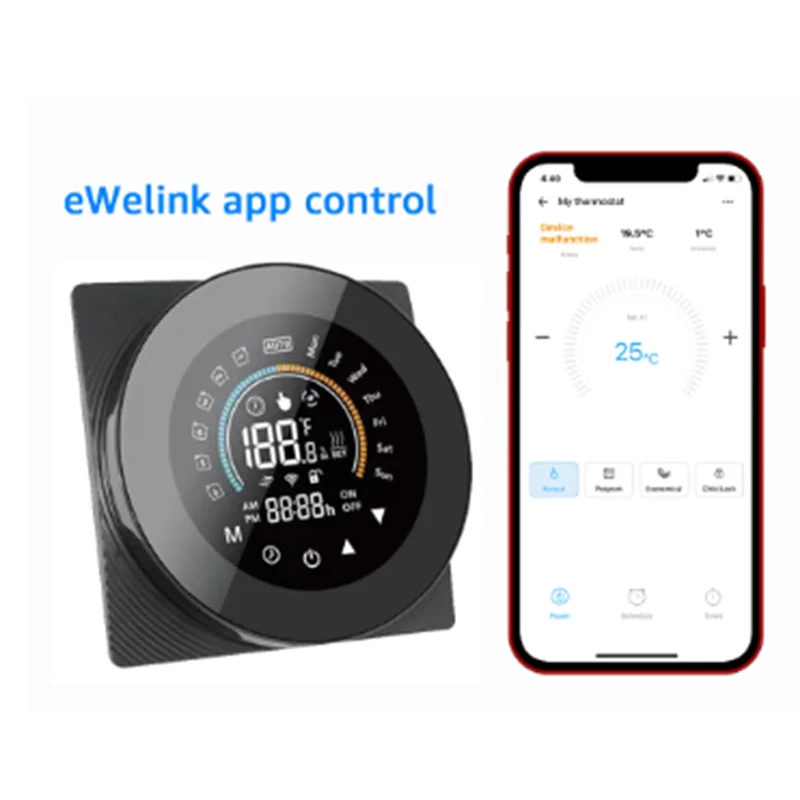 ABFN-Tuya Wifi Thermostat LCD التحكم الرقمي في درجة الحرارة باللمس لـ Alexa Black، غلاية الغاز (واي فاي) سهلة التركيب