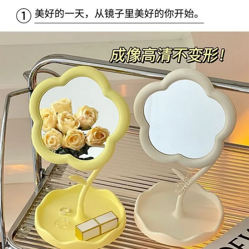 Makeup Dressing Mirror, Floral Pattern, Office Dormitory Decoration, High-end Style, Bedroom Home Supplies