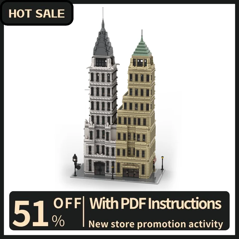 

Новый 13625 шт., вид на город, горячая улица, Moc, модульная модель здания Wall Street Chrysler, строительный блок, сделай сам, креативные идеи, детская игрушка в подарок