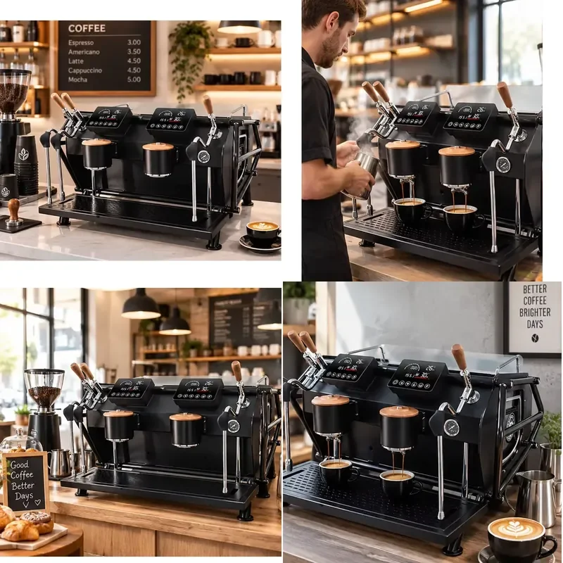 for Cafetiere 2 Sets Professional American Coffee Machine Italian Semi Automatic Electric Espresso Maker