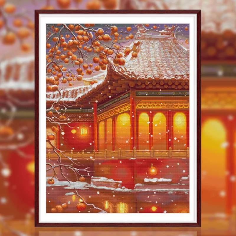 

Flying Snow in the Forbidden City Cross Stitch Kits Stamped 11CT 14CT Needlework DIY Patterns Handmade Embroidery Set