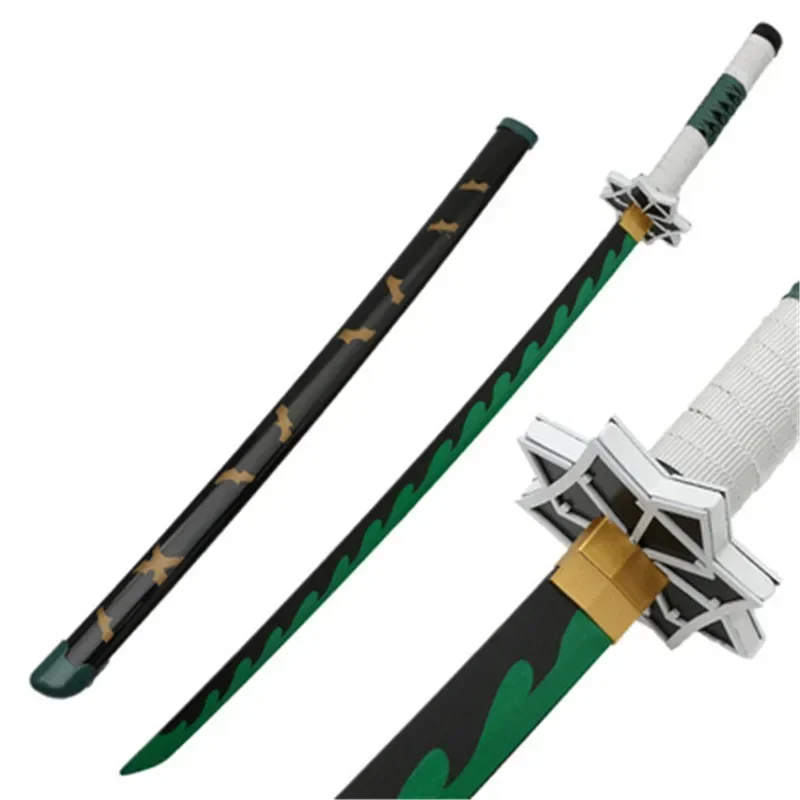 Anime Kimetsu no Yaiba Sanemi Cosplay 41inch Weapon Prop Role Play Demon Slayer Agatsuma Zenitsu Wood Katana 104cm Sword