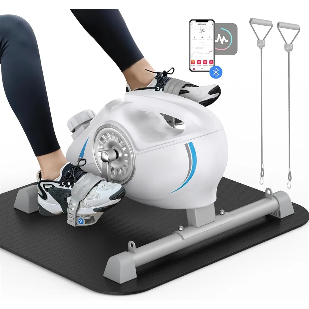 

Under Desk Bike Pedal Exerciser, Quiet Magnetic Mini Exercise BikeSmooth Foot Desk Cycle with 2 Resistance Bands & Non-Slip Mat