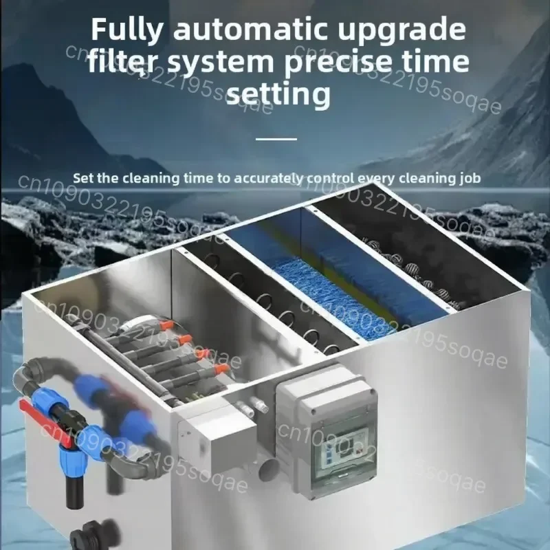 Automatic Rotary Drum Filter, Stainless Steel Koi Pond Filtration System, Complete Water Circulation Kit for Fish Tank