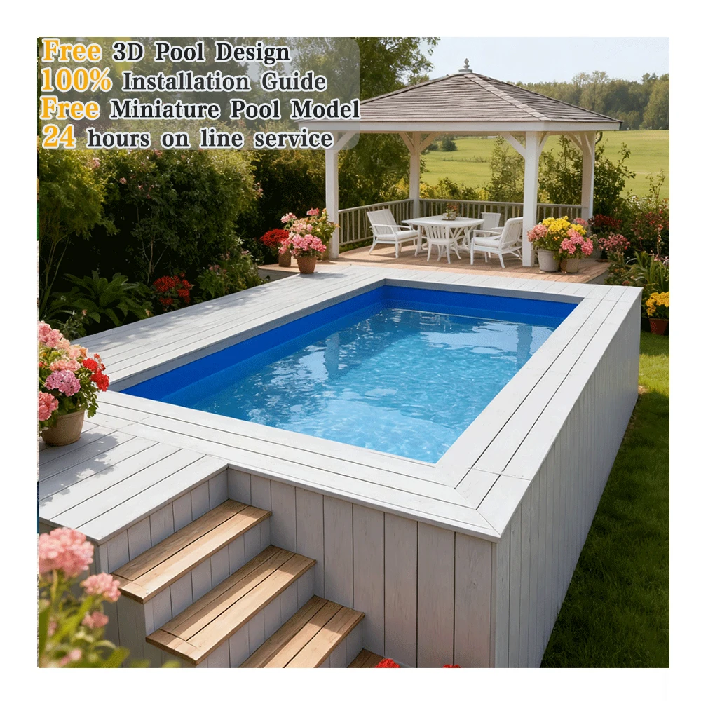 Venta de Fábrica: Piscina Familiar Grande con Cascada, de Madera, Fibra de Vidrio y Acero Inoxidable, Resistente a la Corrosión y a los Rayos UV, Personalizable