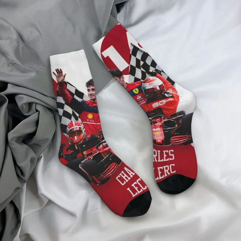 Formula One Racing Driver Leclerc Charles Men\'s Crew Socks Unisex Cute Spring Summer Autumn Winter Dress Socks