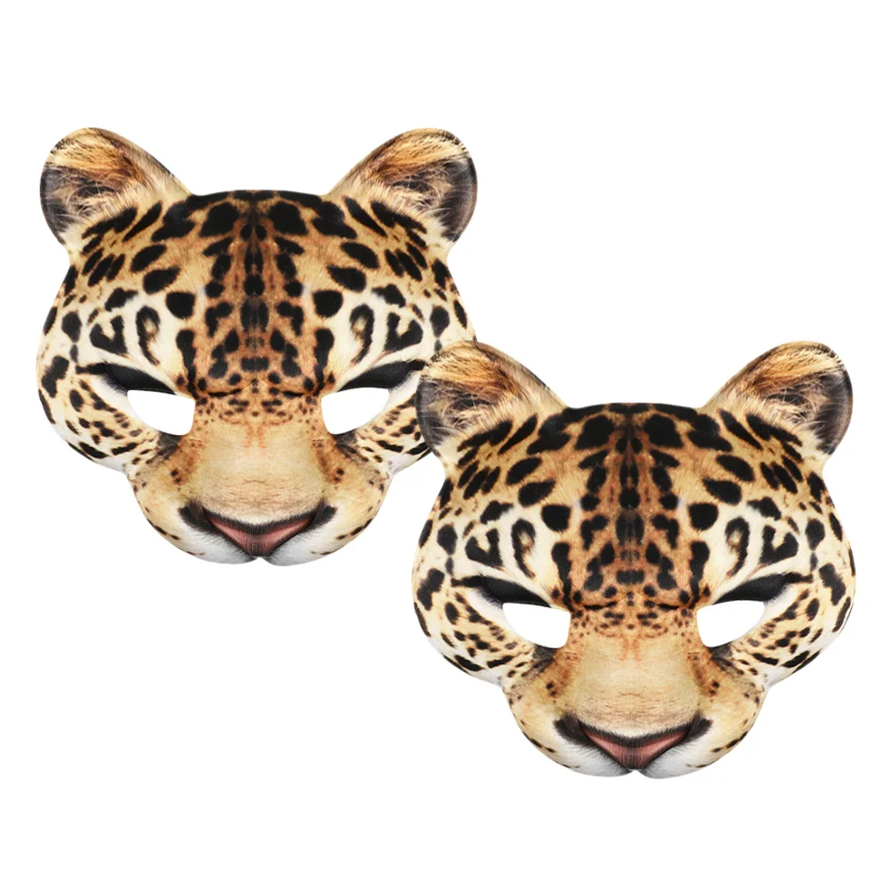 

2Pcs Halloween Leopard Masks Eva Half Masks with Elastic Band for Masquerade Cosplay Holiday Party Leopard Cosplay Mask