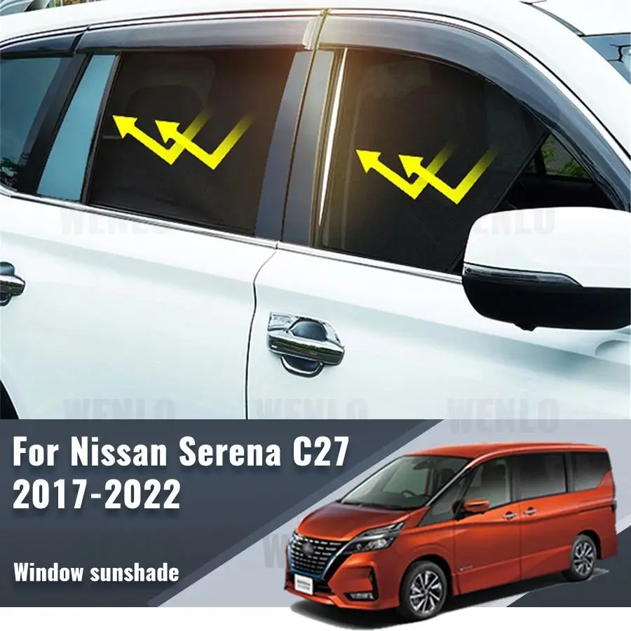 

Магнитный автомобильный солнцезащитный козырек для Nissan Серена C27 2017-2022, передняя лобовая рама, занавеска, задняя зеркальная защита