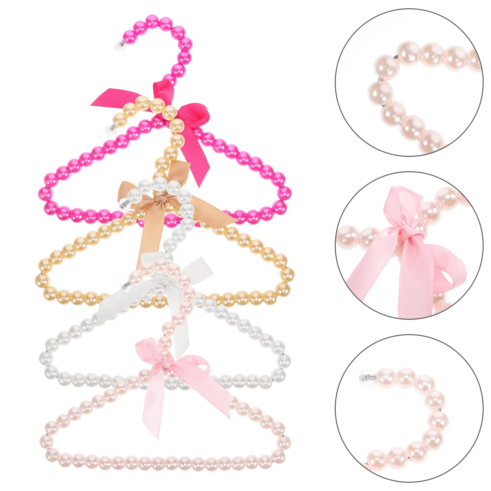 

4Pcs Pet Clothes Hanger Practical Pearl Hanger Clothes Drying Rack for Dogs Cats Baby Nursery Toddler Closet Organizer Durable