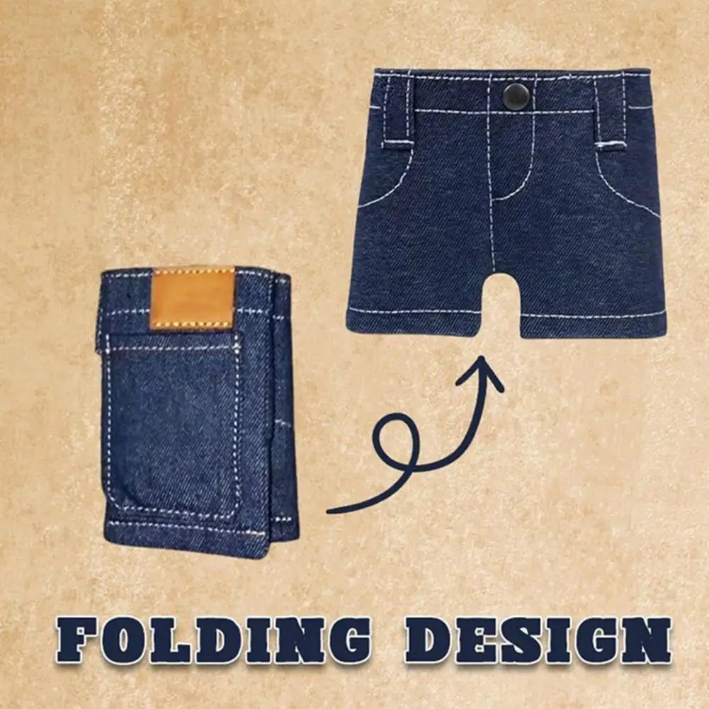 

Denim Shorts Wallet Foldable Short Jeans Wallet with Multiple Card Slots Retro Cash Coin Purse Adorable Realistic for Men