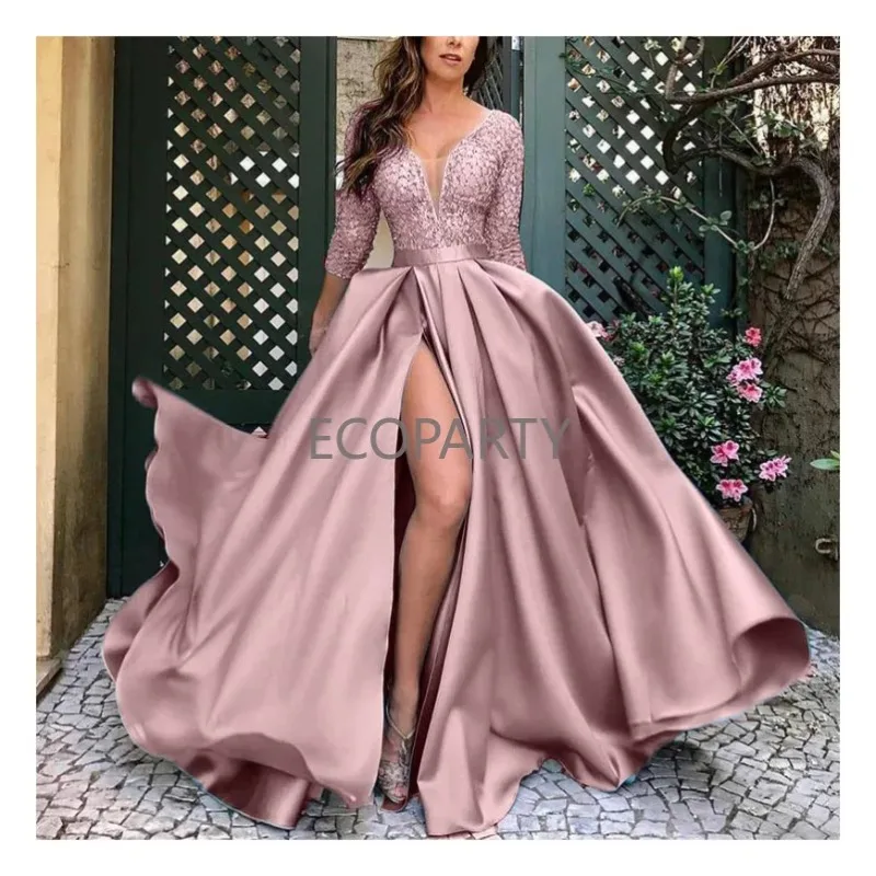 2023 Spring and Summer European and American Women's Multi-color Bra V-neck Backless Lace Sequin Dress Women's Party Dress