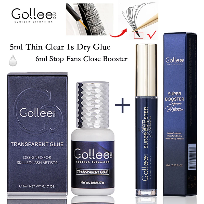 

Gollee Latex Free Clear 1s Dry Glue Low Fumes High Quality 5ml Transparent Eyelash Extension Super Booster Stop Fans Close Bond