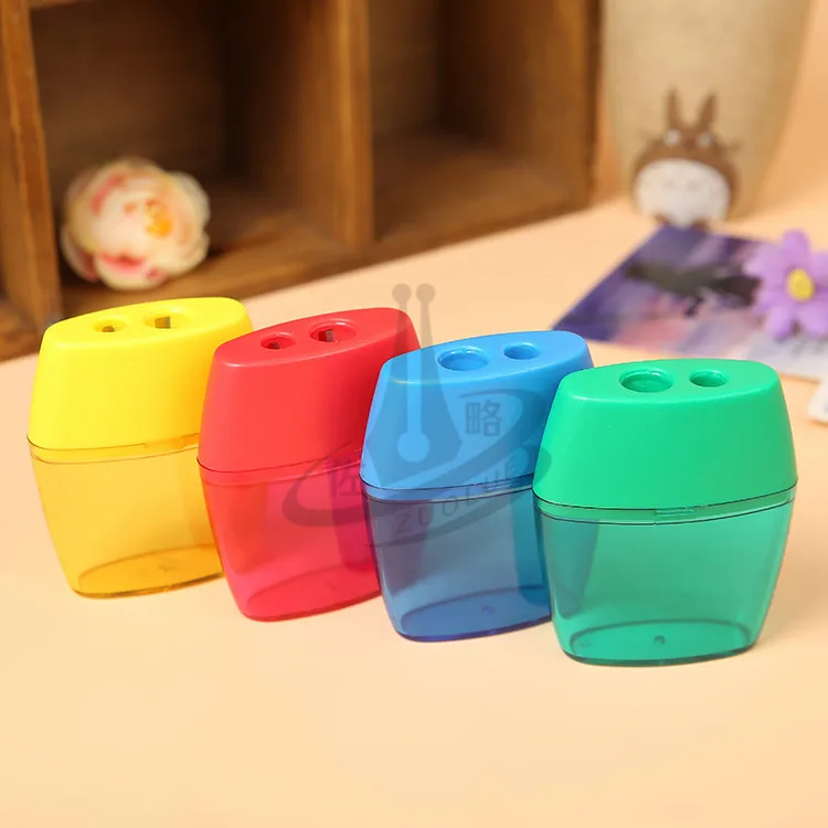 

12 Pcs Double Hole Pencil Sharpener Artist Colored Plastic Handheld Classroom for s Crank