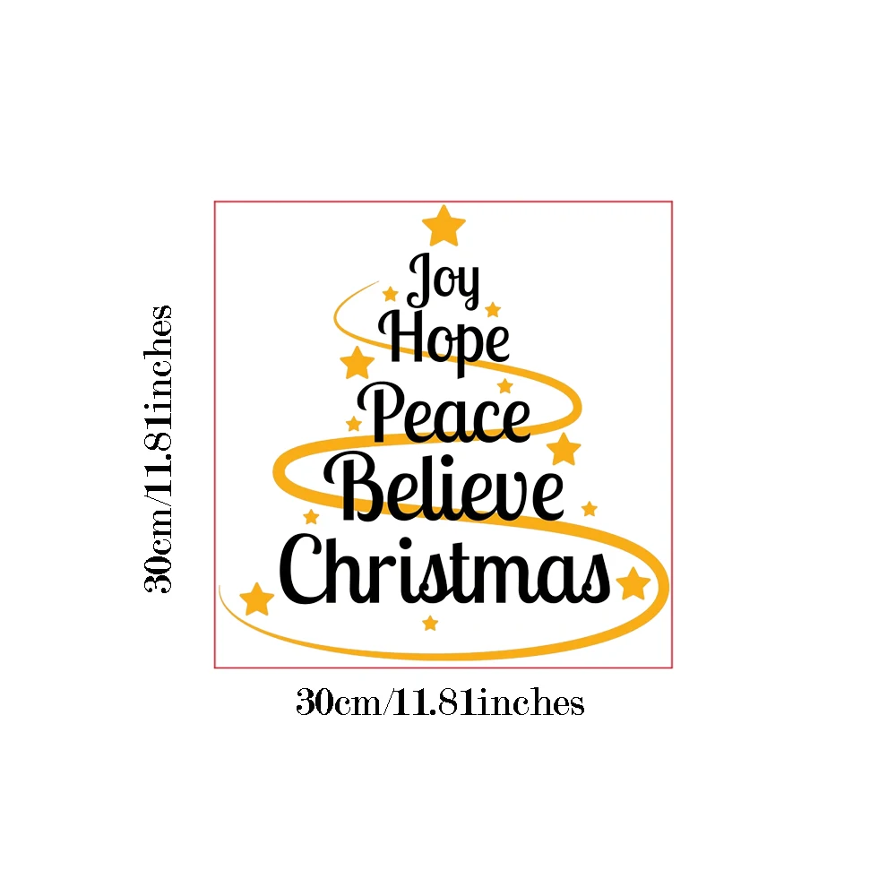 ملصق حائط من الفينيل اقتباس عيد الميلاد على شكل قلب "Joy Hope Peace Believe Christmas" ملصق نصي - ديكور غرفة المعيشة الملهم