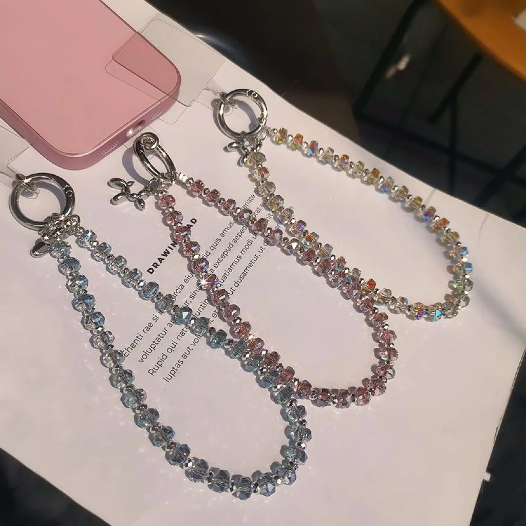 

Creative New Crystal Mermaid Ji Beaded Phone Lanyard & Key Pendant With Transparent Card