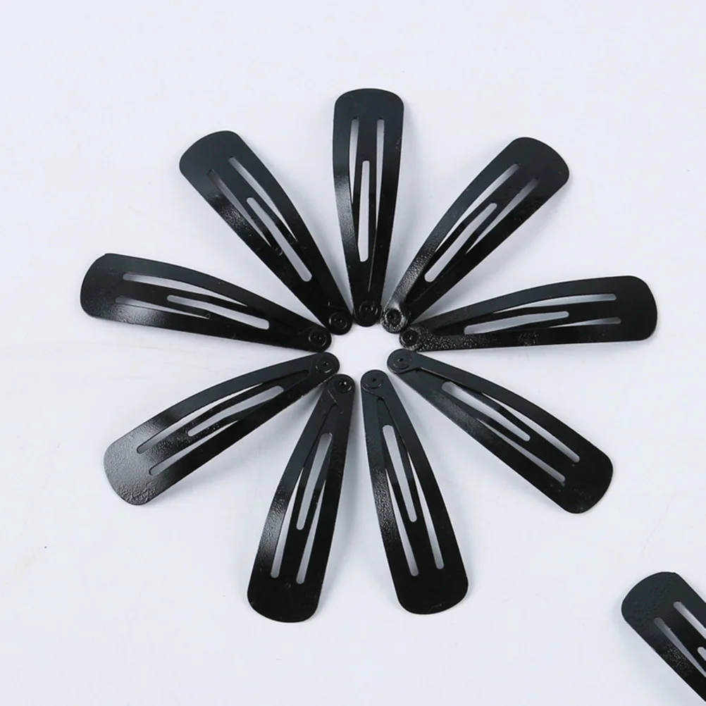 

50 Pcs Black Hair Clips for Girls Kids Water Drop Shape Metal Bangs Accessories Fashion Toddler Barrettes Everyday Wear