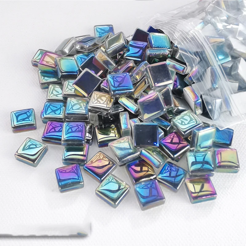 100 Grams AB Color Mosaic Tiles 1*1CM Cube Square Glass Crystal Craft Children Diy Creating Accessories