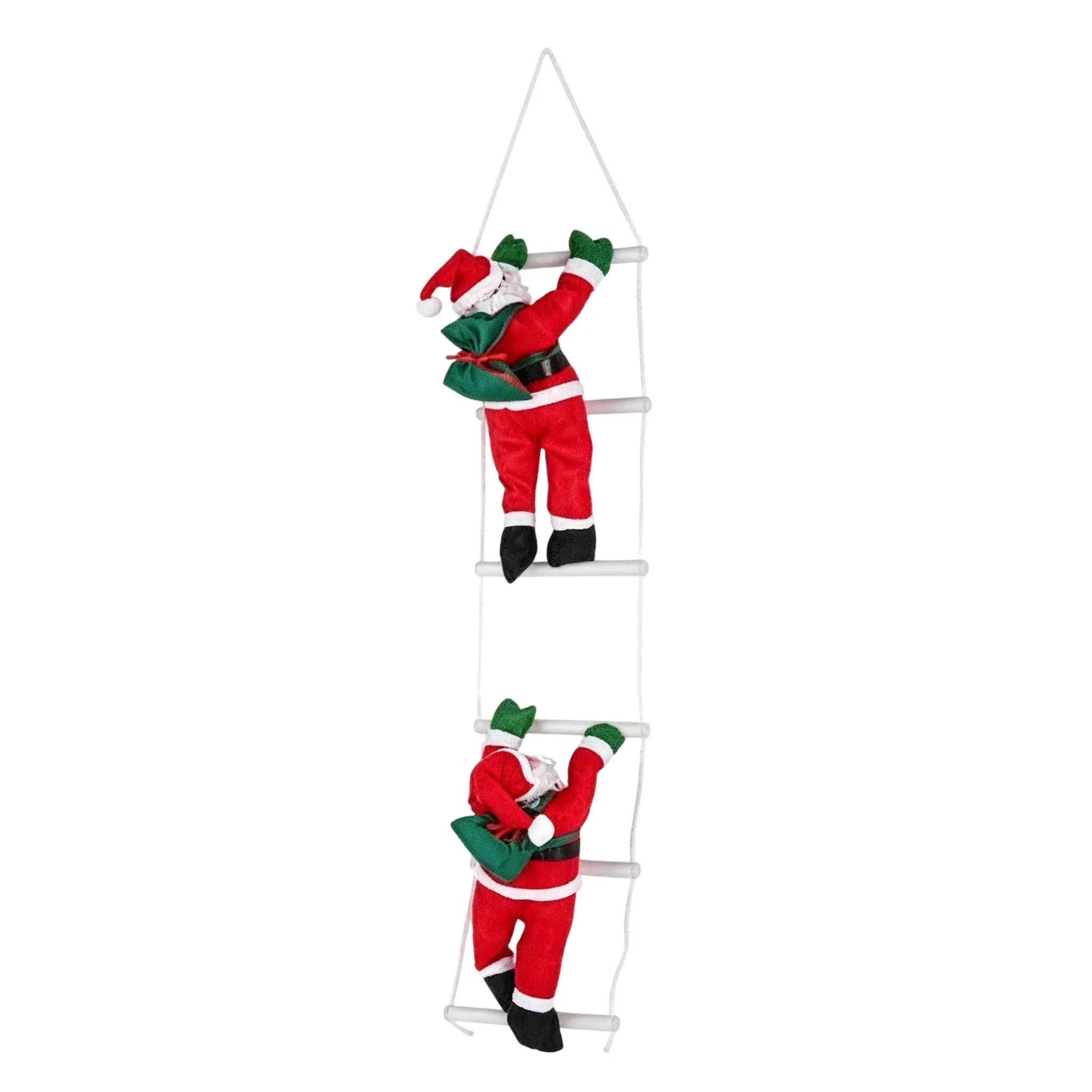 Ornement de Noël suspendu Père Noël sur échelle de 100 cm, décoration festive en tissu non tissé pour mur et porte, figurine de Père Noël pour arbre et maison, design traditionnel